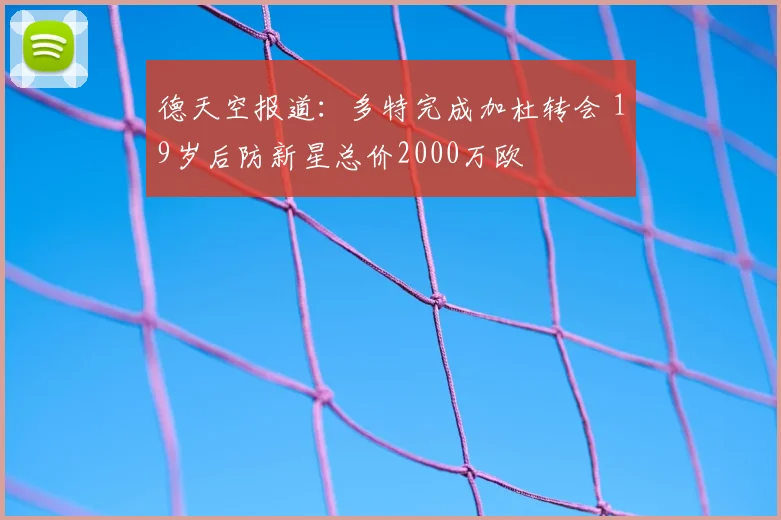 德天空报道：多特完成加杜转会 19岁后防新星总价2000万欧